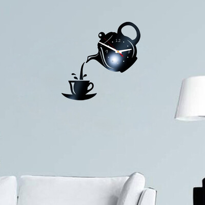 

〖Follure〗New Arrival Wall Clock Coffee Cup Effect Shape Of Decorative Mirror Wall Clocks