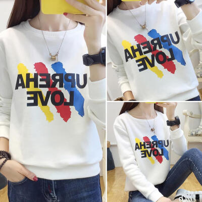 

Cute Letters Print Women T-shirt Long Sleeve Casual O-Neck Bottoming Tops