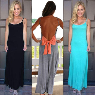 

2015 Women Sexy Backless Summer Beach Long Maxi Evening Party Cocktail Dress -L