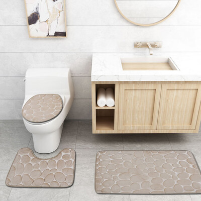 

Gobestart 3Pcs Non-Slip Fish Scale Bath Mat Bathroom Kitchen Carpet Doormats Decor
