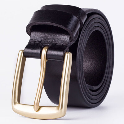 

Spot genuine mens leather belt pin buckle imported first layer leather belt fashion casual gift customization
