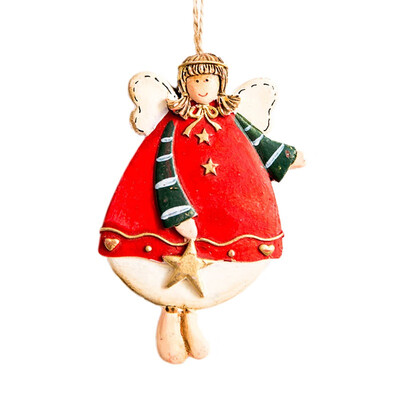 

New 1PC Rustic Painted Angel Christmas Pendants Resin Christmas tree pendant Drop Ornaments Xmas Party Hanging Decorations Crafts