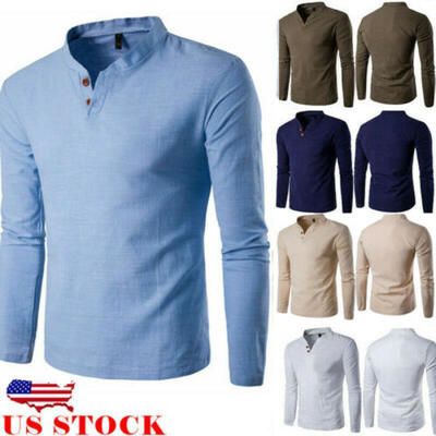 

US Mens Slim Fit V Neck Long Sleeve Muscle Tee T-shirt Casual Tops Blouse 3XL