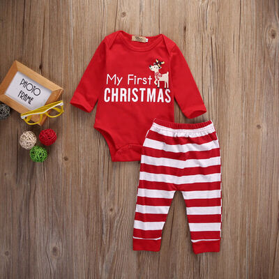 

SHIP Newborn Baby Boys Girls First Christmas Clothes Romper Pants Outfits Set