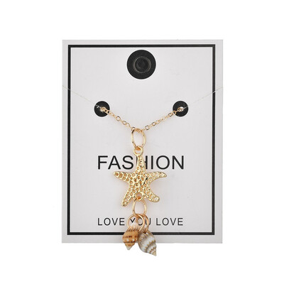 

Trendy Summer Sea Beach Jewelry Boho Sea Necklace Starfish Conch Shell Necklace Pendant For Women Collier Femme Shell Cowrie