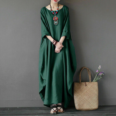 

Women Retro Turtle Neck Long Sleeve Casual Tunic Shirt Dress Kaftan Plus Siz