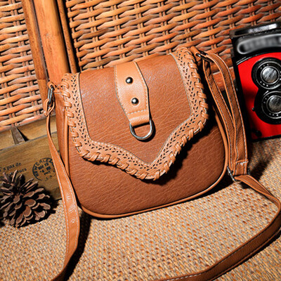 

Tailored Ethnic Style Ladies Hollow Color Matching Leather Woven Shoulder Messenger Bag