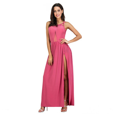 

PREISEI Summer Women Sexy Patchwork Backless Spaghetti Strap Maxi Dress Sleeveless Empire Floor-Length Long Beach Dresses PR2404