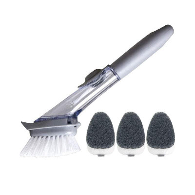 

Long handle wash pot brush pot artifact non-stick oil kitchen brush pot brush automatic liquid sponge wash brush Gray 1 hard brus