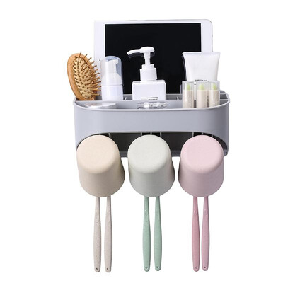 

Multi-functional Wall-mounted Toothbrush Holder & Automatic Toothpaste Dispenser Hair Dryer Rack Storage Organizer with 234 Cups