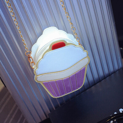 

New Fashion Cute Cartoon Women Ice Cream Cupcake Mini Bags Pu Leather Small Chain Clutch Crossbody Girl Shoulder Bag