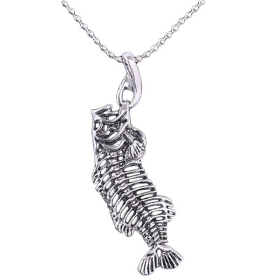 

Personalized Fish Bone Whole Fish Skeleton Pendant Necklace Silver Jewelry