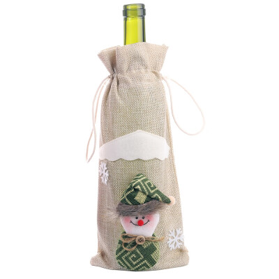 

Hot Drawstring Decorative Wine Bottle Cover Bags Christmas Holiday Dining Table Home Party Decoration Santa ClausSnowman