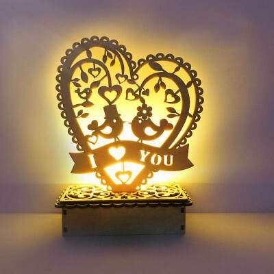 

Vintage Style Heart-Shape DIY Wooden Sign With LED Night Light Table Light For Wedding Valentines Day Party Ornament Decoration