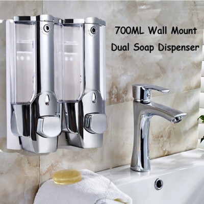 

〖Follure〗700ML Dual Head Wall Mount Shower Bath Washing Lotion Soap Shampoo Dispenser