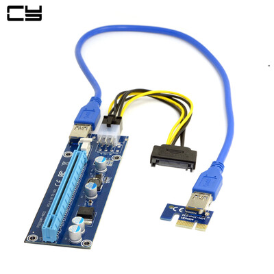 

CY USB 30 PCI - E 1X to 16X Riser Card Extender Cable Adapter Power BTC Cable