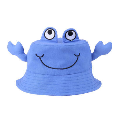

3D Cartoon Crab Spring Solid Color Bucket Caps Girls Boys Fisherman Sun Hat