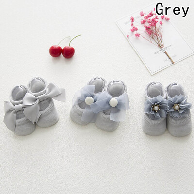 

3 Pairs of The New Baby Girl Lace Bow Baby Children Baby Floor Socks