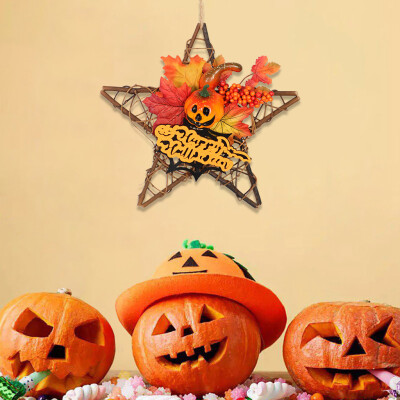 

Toponeto Hanging Ornament Wooden Halloween Black Pumpkin Star Shape Wall Ornament