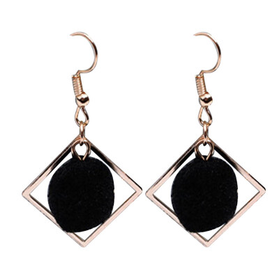 

Fashion Party Women Pompom Rhombus Geometric Pendant Hook Earrings Jewelry