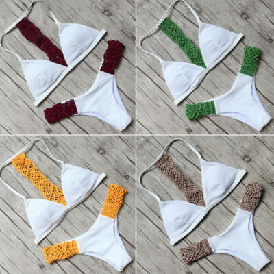 

Padded Bra Bikini Set Swimsuit Women Bandage Push-up Triangle Swimwear Bathing