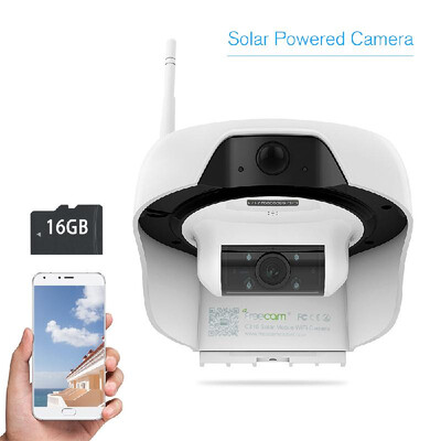 

FREECAM Wireless HD 720P Solar Powered WiFi IP Camera Motion-Activated Security Camera ​Support Cloud Storage Built-in 16GB SD Car