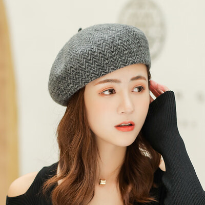 

British Dome Mixed Berry Hat Female Wool Bud Hat Japanese Pumpkin Hat Painters Hat Autumn&Winter of 2019