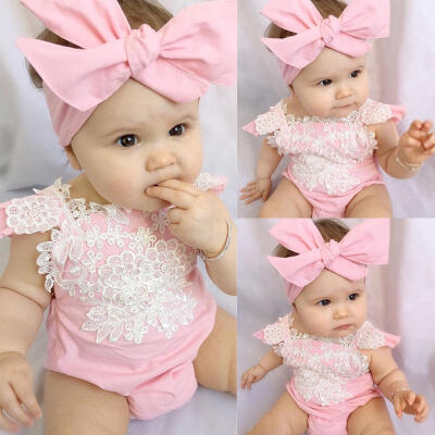 

Newborn Baby Girls Rompers Lace Floral Bodysuit Jumpsuit Outfits Sunsuit Clothes