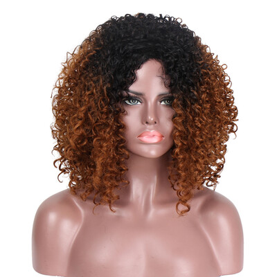 

〖Follure〗Women Fashion Lady Gold Brown Gradient Short Curls Hair Cosplay Party Wig