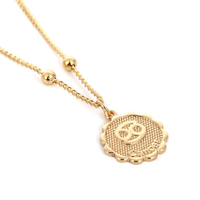 

Star Zodiac Sign 12 Constellation Necklaces & Pendants Choker Beads Coin Necklaces for Women Long Chain Necklace bijoux femme