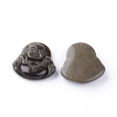 

Natural Golden Sheen Obsidian Pendants Buddha 35x325x75mm Hole 15mm
