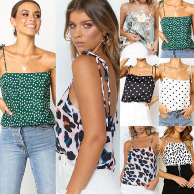 

US Womens Boho Summer Casual Tank Tops Vest Blouse Sleeveless Crop T Shirt Lot