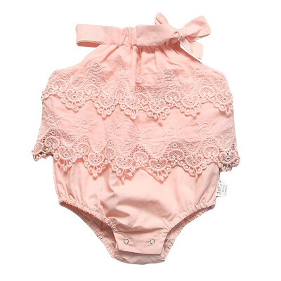 

Baby Onesies Ruffle Sleeve Infant Romper Baby Rompers Children Summer Girls Triangle Lace Solid Color Jumpsuit Romper