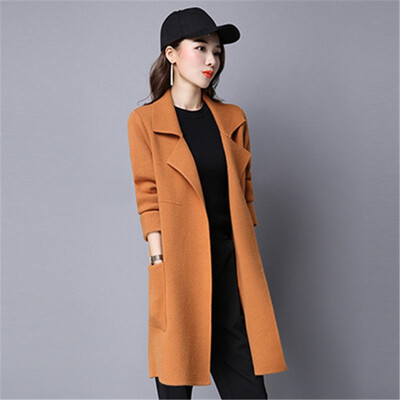 

The 2018 autumn dress new womens knitted cardigan womens long style overcoat show thin spring&autumn big sweater coat