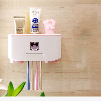 

Toponeto Toothbrush Holder Toothpaste Storage Couple Cup Set Wall Hanging Box