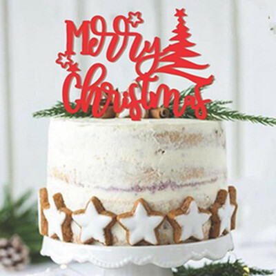 

Acrylic Merry Christmas Letters Cake Topper Party Christmas Decorations New