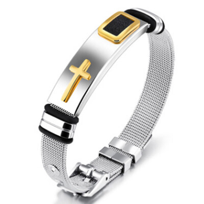 

New Cross Shape Net with Personalized Bracelet Titanium Jewelry Unisex Bracelets