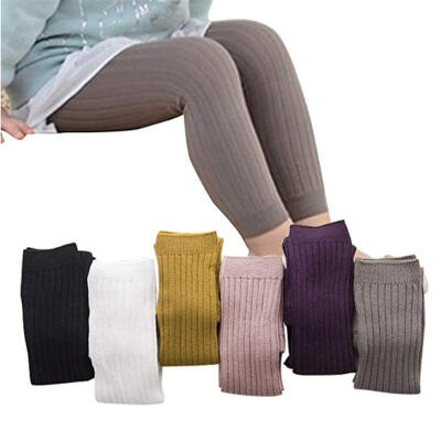 

Infant Toddler Solid Color Ribbed Knit Leggings Seamless Footless Tights Cotton Pants for 0-5T Girls