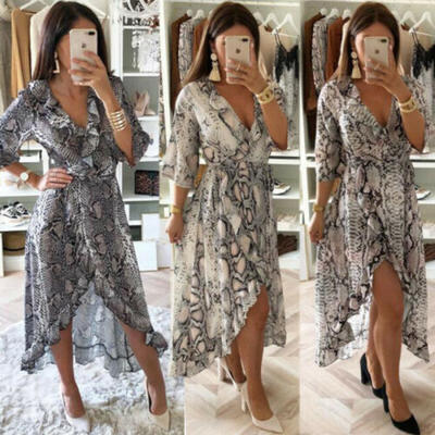 

Plus Size Womens Floral Long Maxi Dress Split Cocktail Party Beach Sundress NEW