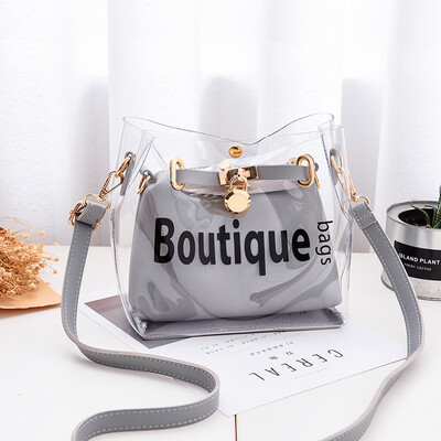 

2019 spring&summer new womens bag portable Korean fashion simple PVC trend single shoulder Messenger bag