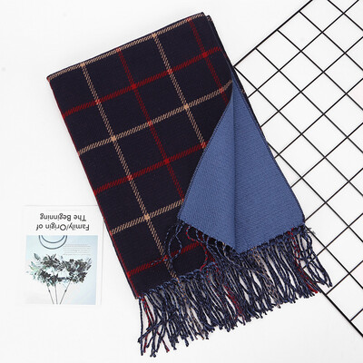 

Winter new imitation cashmere double plaid scarf ladies thick warm shawl dual-use scarf