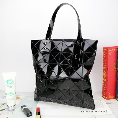 

Glossy PU Fashion Miyake Geometric Rhombus Portable Womens Bag 6 Folding Variety Shoulder Bag