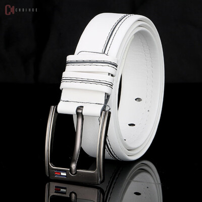 

Belt mens youth simple explosions British white car line casual wild pants with pin buckle business mens belt