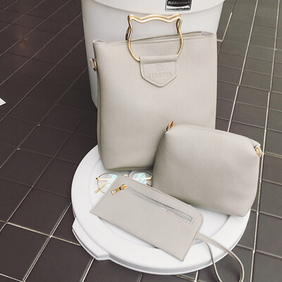 

Tailored 3PC Women Lichee Pattern Handbag Crossbady BagShoulder BagMessenger Bag Black