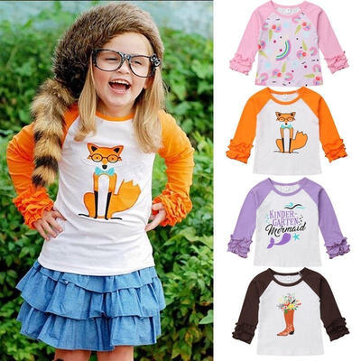 

Newborn Baby Girls Kids Unicorn Animal Print Clothes Long Sleeve Tops T-Shirt