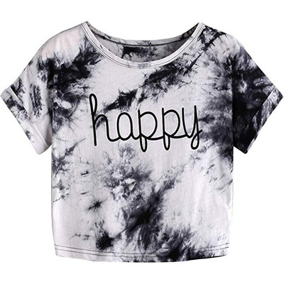

Nomeni Womens Summer Gradient Letter Print Tank Short Sleeve Tops Casual T-shirt