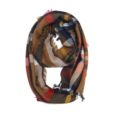 

Gobestart Winter Warm Plaid Ring Neck Warmer Wrap Collar Scarf