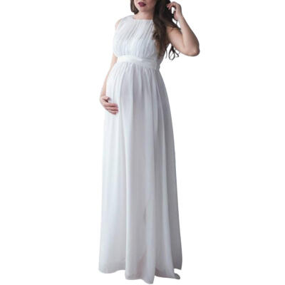 

Long Maternity Dresses Women Sleeveless Solid Color Loose Photography Props