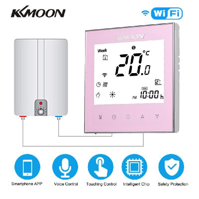 

KKmoon Digital WaterGas Boiler Heating Thermostat with WiFi Connection & Voice Control Energy Saving AC 95-240V 5A Touchscreen LC