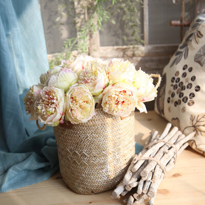 

Gobestart Artificial Silk Fake Flowers Peony Floral Wedding Bouquet Bridal Hydrangea A